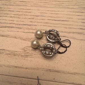 Set of 4 Elegant Silver and Pearl Earrings